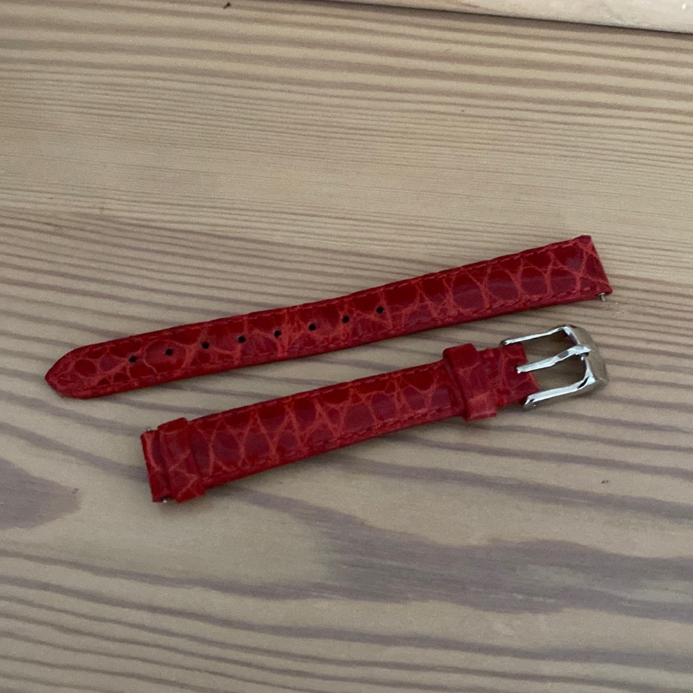 Michele 12mm Red genuine alligator watch band